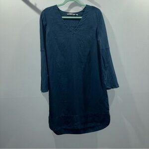 Soft Surroundings 100% Linen Blue Bell Sleeve Tunic Dress - Size Small
